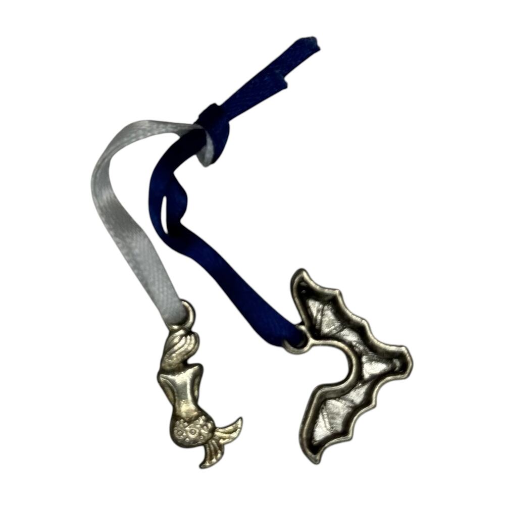 Silver Bat Mermaid Ribbon Bookmark Charm Set Gothic Fantasy - Picture 3 of 6